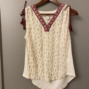 Lucky Brand Embroidered Sleeveless Top